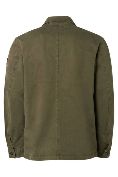 OVERSHIRT BUTTON CLOSURE GARMENT DYED STRETCH ARMY 5
