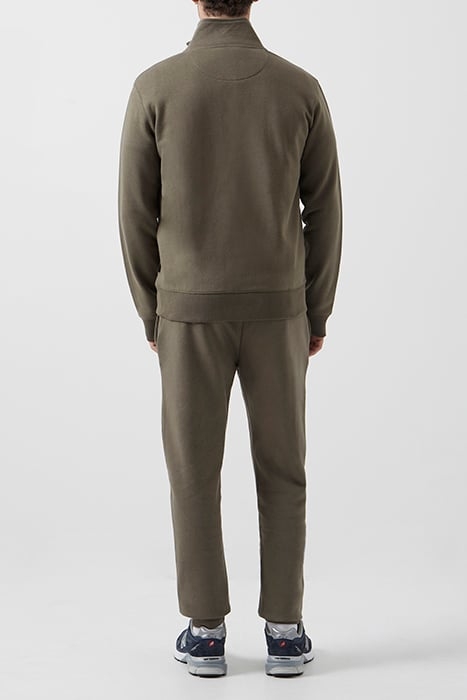 FUNNEL NECK ZIP-THROUGH SWEATER KHAKI/DARK NAVY 2