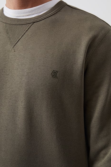 CREW NECK SWEATSHIRT KHAKI/DARK NAVY 4