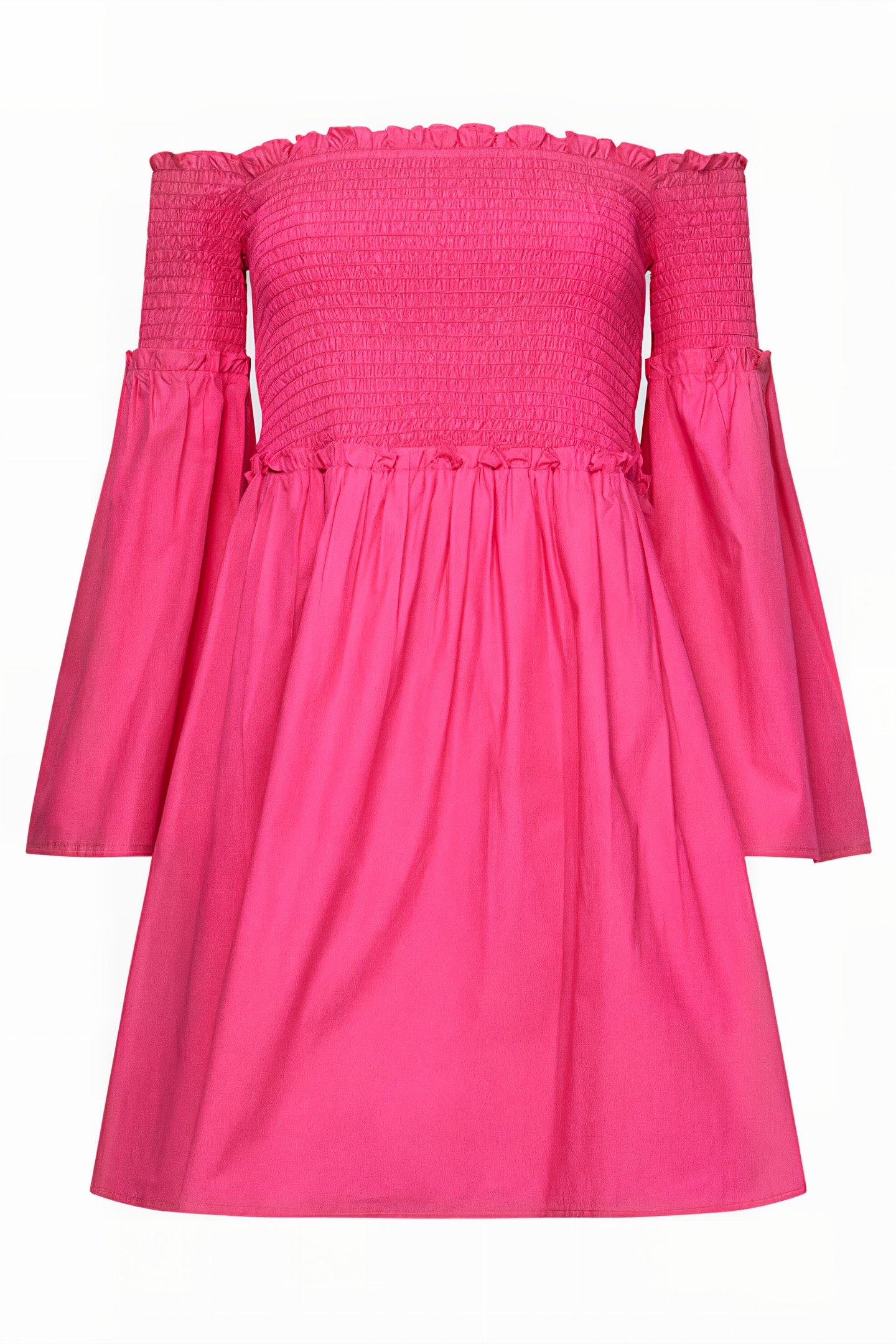 RHODES CONSCIOUS POPLIN BARDOT MINI DRESS WILD ROSA 4