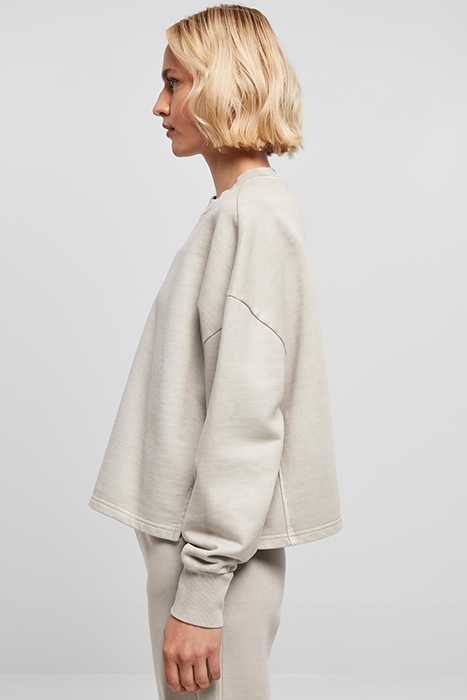 LADIES HEAVY TERRY GARMENT DYE CREWNECK WARMGREY 6