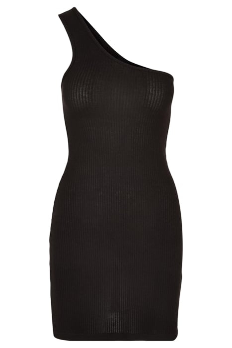 LADIES RIB ONE SHOULDER DRESS BLACK 4