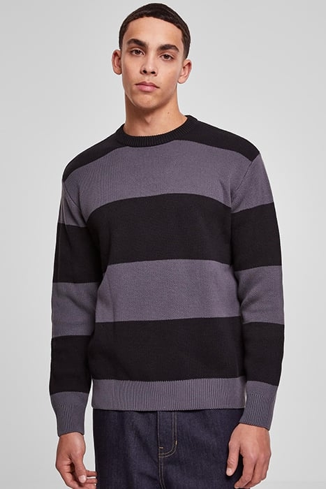 HEAVY OVERSIZED STRIPED SWEATSHIRT BLACK/DARKSHADOW 1