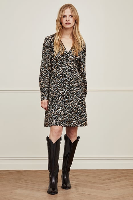 LYNN SHORT DRESS BLACK/CLASSY CAMEL 1