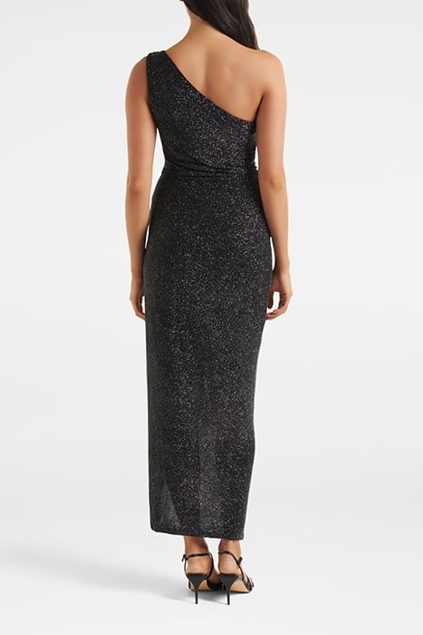 ONE SHOULDER GLITTER GOWN BLACK 2