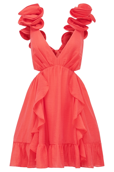 RUFFLE MINI DRESS COCKTAIL CHERRY 4