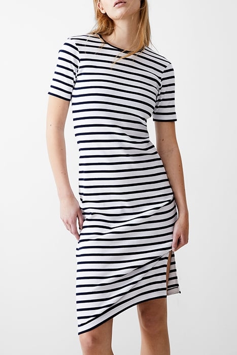 STRIPE RIB DRESS MIDI DK NAVY/WHITE 1