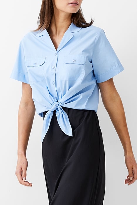 TIE FRONT POPLIN SHIRT PLACID BLUE 1