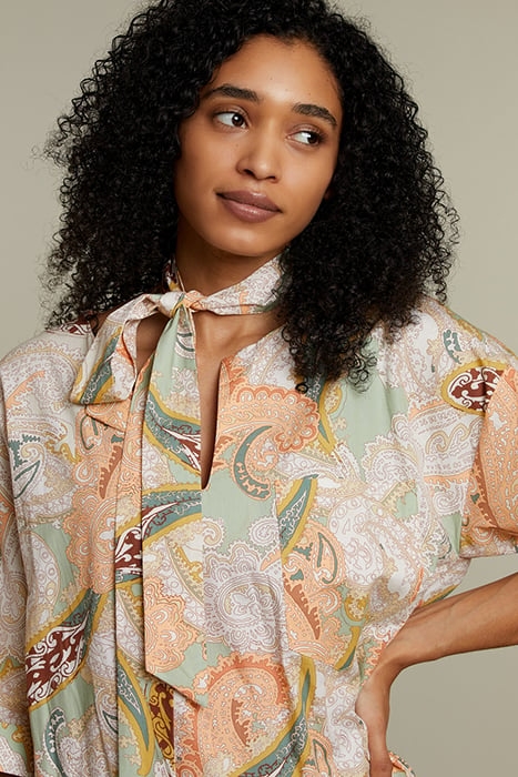 PASTEL PAISLEY STRAIGHT BELTED DRESS 5