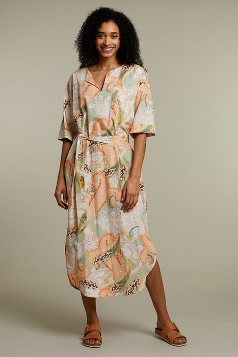 PASTEL PAISLEY STRAIGHT BELTED DRESS 4
