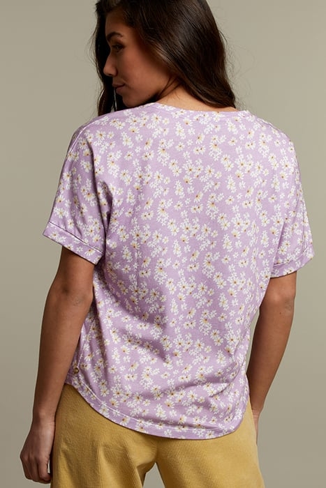 LILA V-NECK FLORAL PATTERN T-SHIRT 2