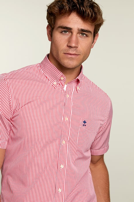 CUSTOM FIT CHECKED SHIRT WITH POCKET RED 4