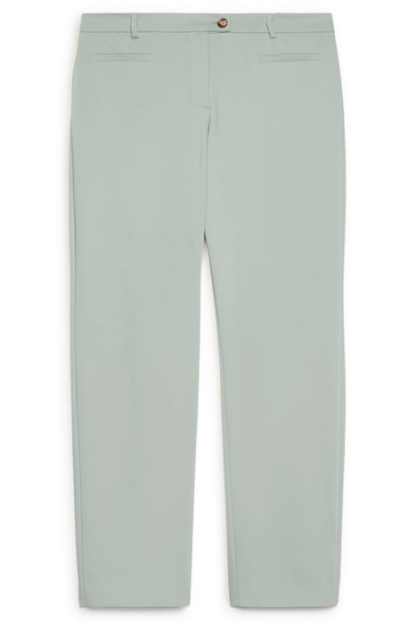 COMPACT COTTON SLIM TROUSERS LIGHT GREEN 4