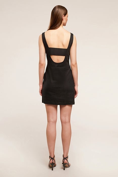 VISCOSE LINEN SUMMER SHEATH DRESS BLACK 3