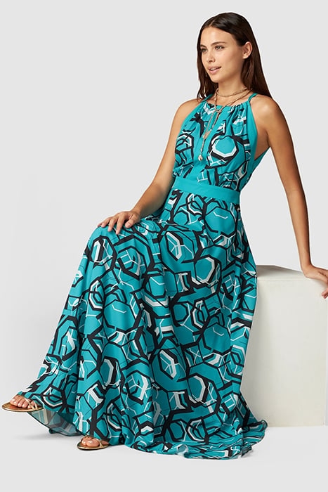 LONG PATTERNED DRESS LIGHT BLUE 4