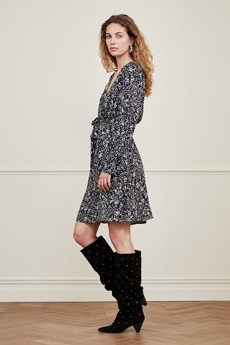 ISABELLA SHORT DRESS CREME BRULEE/BLUE MA 3