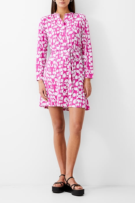 RILEY HENLEY DRESS KNEE WILD ROSA/IVORY 2