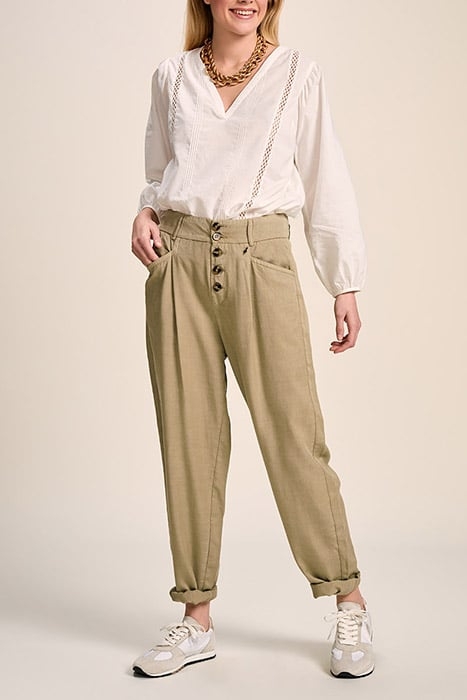 PLUTON - LICHEN STRAIGHT TROUSERS WITH VISIBLE BUTTONS 1