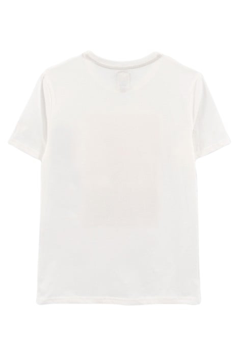 BOYS’ WHITE ORGANIC COTTON T-SHIRT WITH SKATEBOARDER IMAGE 2