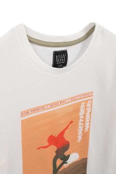 BOYS’ WHITE ORGANIC COTTON T-SHIRT WITH SKATEBOARDER IMAGE 6