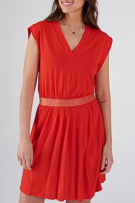 I.CODE APRICOT DRESS WITH GOLD LUREX STRIPED ELASTIC 1