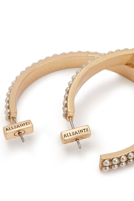 BREA BEAD HOOPS WARM BRASS/WHITE 3