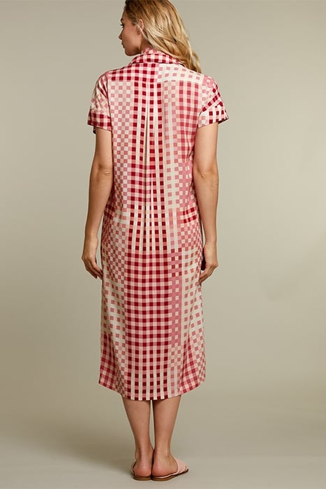 PINK CHECKED BELTED DRESS 2