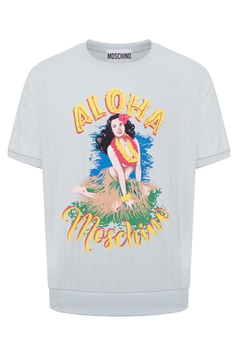 HAWAIIAN PRINT JACQUARD JERSEY T-SHIRT LIGHT BLUE 3