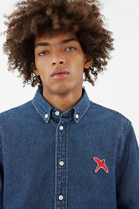 ROUGE BEE BIRD DENIM SHIRT MID BLUE 4