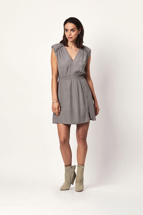 D6FADE EYELET MINI DRESS WARM GREY 1