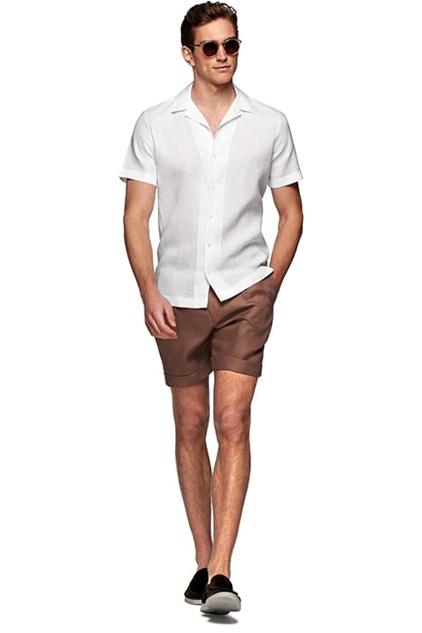 WHITE CAMP COLLAR SLIM FIT SHIRT WHITE 3