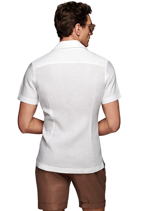 WHITE CAMP COLLAR SLIM FIT SHIRT WHITE 2