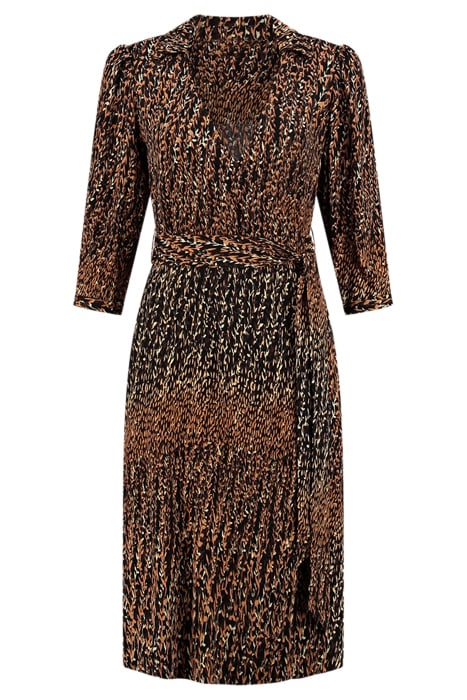SOLEDAD WRAP DRESS LS HAZEL/BEIGE/BLACK 1