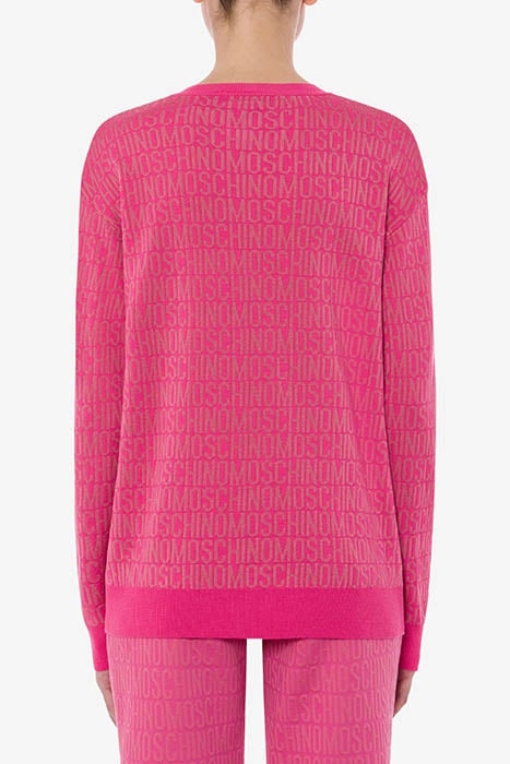 ALLOVER LOGO WOOL SWEATER FUCHSIA 2