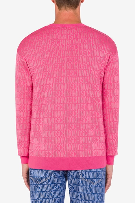 ALLOVER LOGO JACQUARD WOOL SWEATER FUCHSIA 2