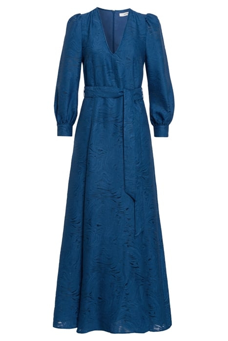 NICOLIN LONG MIDI LENGTH DEEP V-NECK DRESS OCEAN BLUE 3