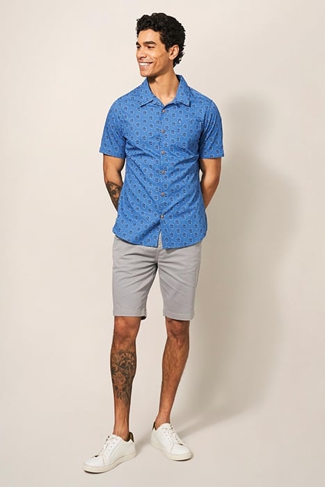 BLOCK LEAF PRINTED SHIRT BRIGHT BLUE 2