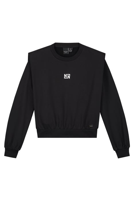 PADDED SHOULDER SWEATER BLACK 1