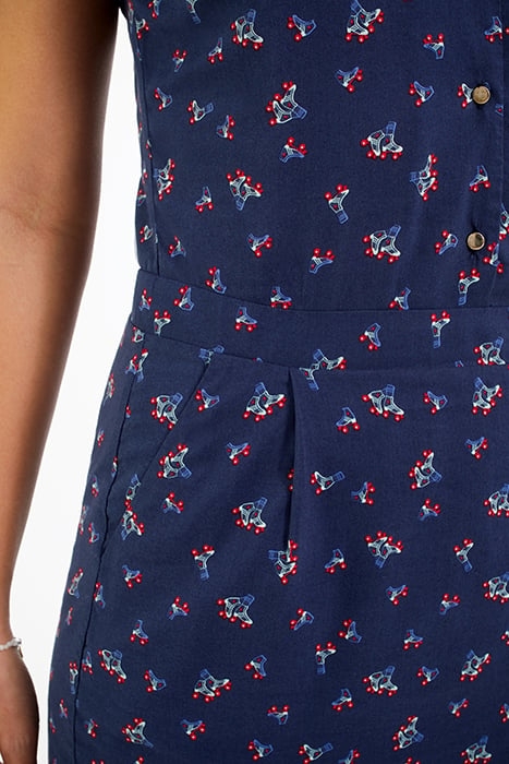 NAVY ROLLERSKATE PRINT DRESS NAVY 5