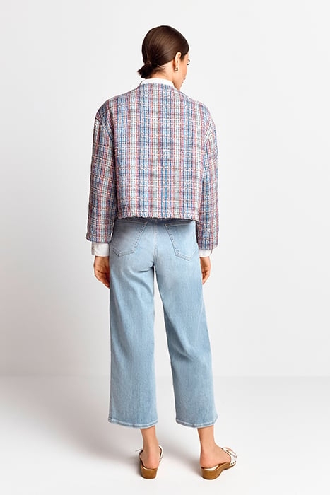 BOUCLÉ JACKET WITH ROUNDED NECKLINE COTTON BLUE 3