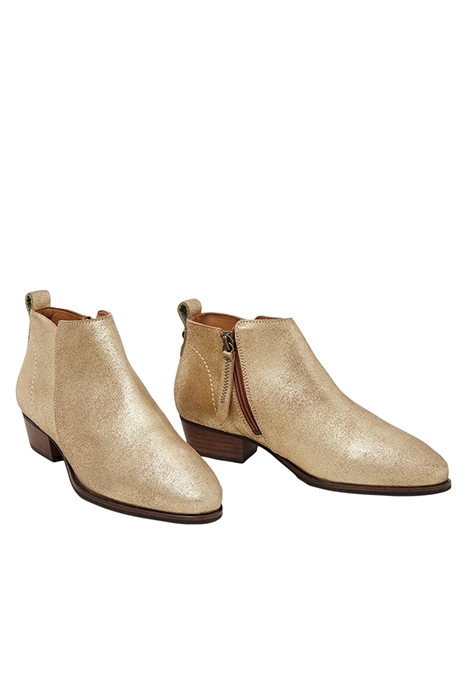 WILLOW LEATHER ANKLE BOOT GOLD TONE METALLIC 2
