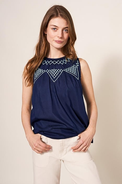 ESME COTTON SILK VEST NAVY 1