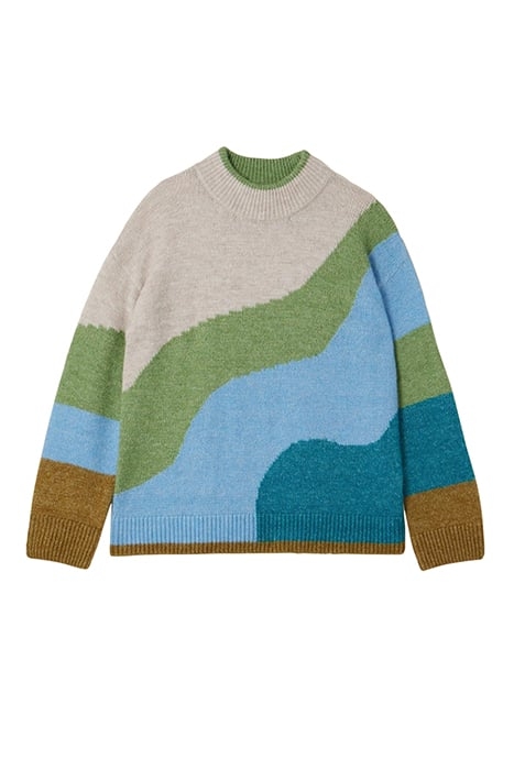 DAISY COLOUR BLOCK JUMPER GREEN 2