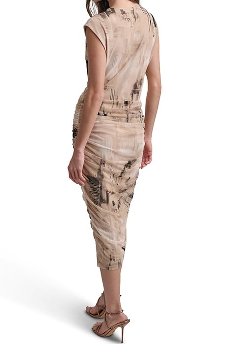 S/S PRINT MESH DRESS IVO/SNDLWD MLT 3