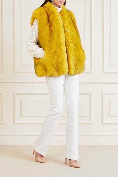 ELODIE FAUX FUR VEST LAGUNA GOLD CARDIGAN MULTI 5