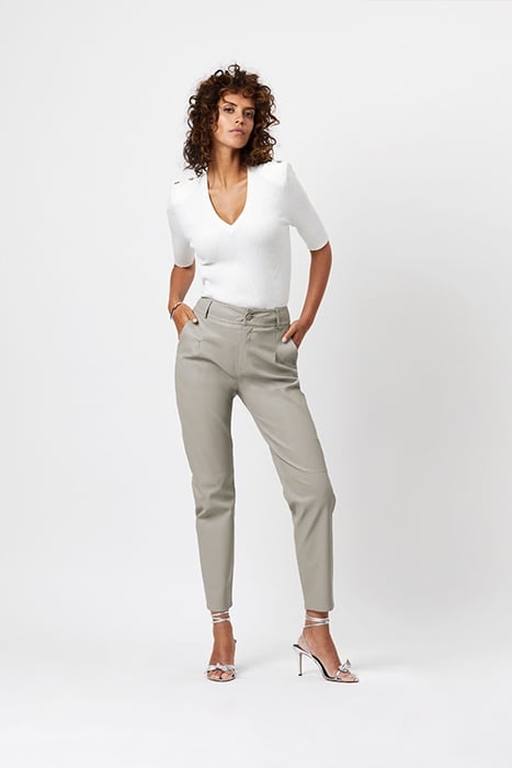 ANOUQ LEATHER PANTS STONE 2
