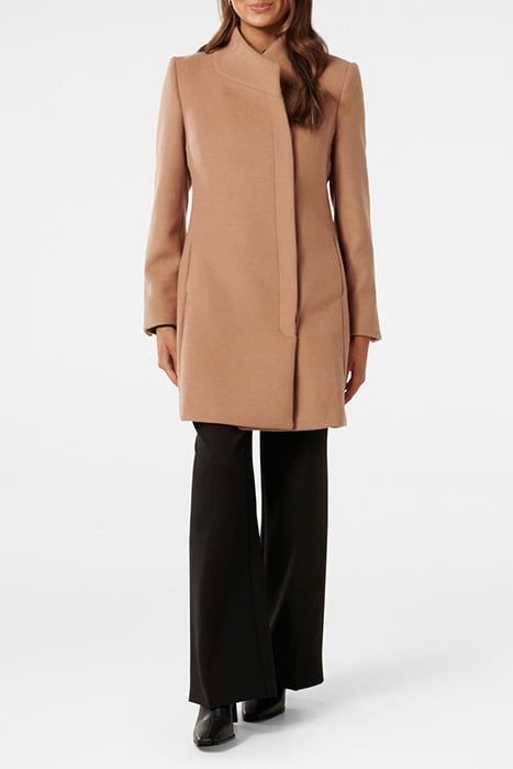 DEBBIE PETITE FUNNEL COLLAR COAT DARK CAMEL 3