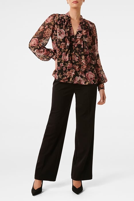 FAWN FRILL TIE BLOUSE BLACK DELPHI FLORAL 3
