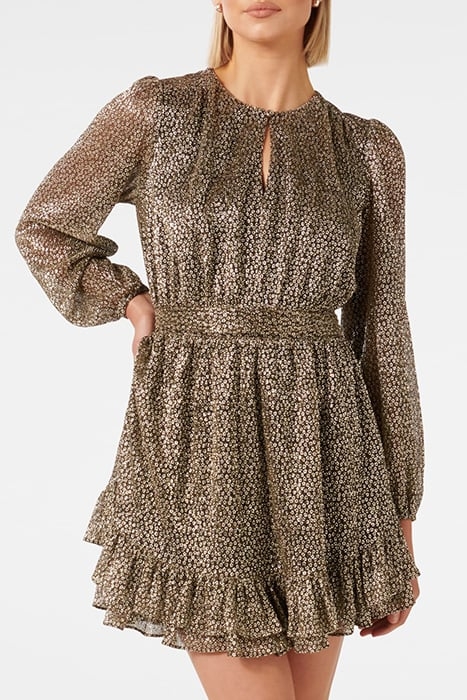 GOLDIE LONG SLEEVE PLISSE MINI BLACK/GOLD 5