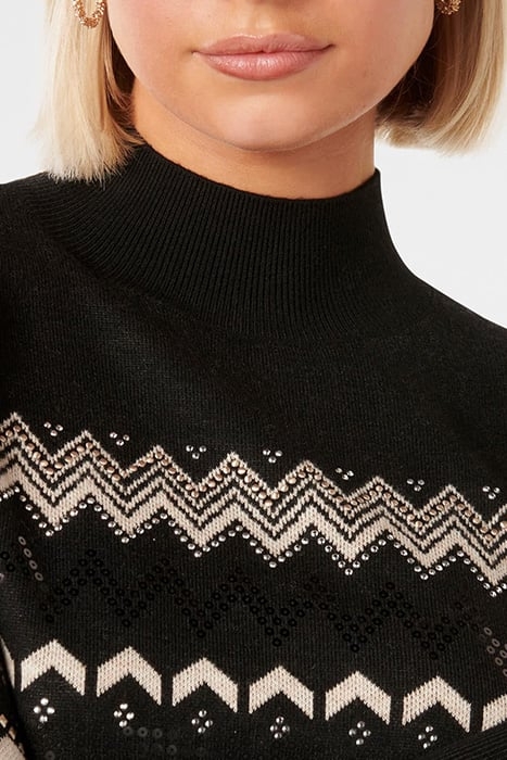 STEPH EMBELLISHED FAIR ISLE JUMPER BLACK 6